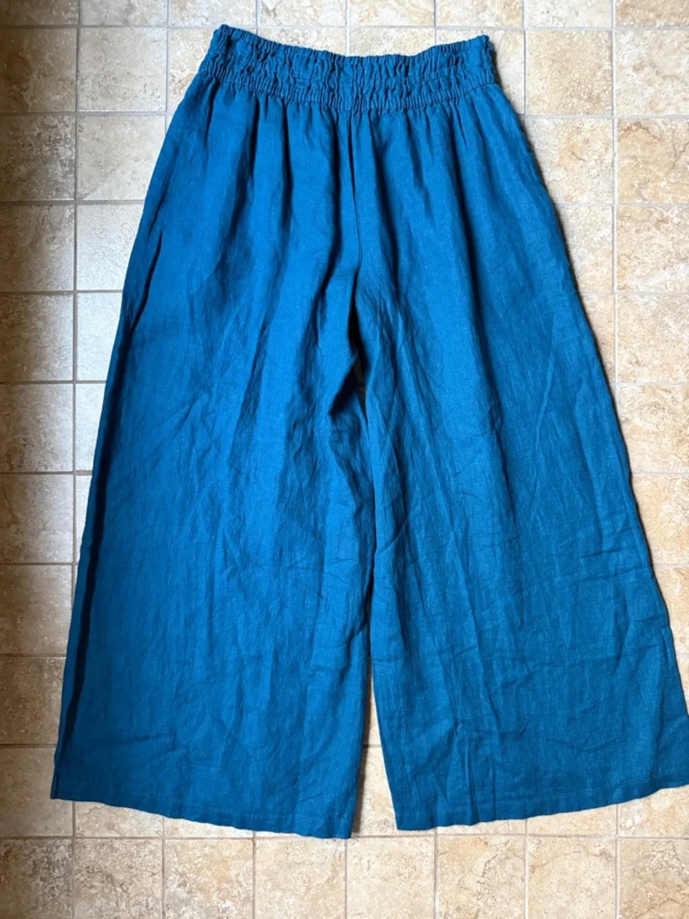 Somerset Linen Pants Anthropologie Pull-on Smocked Elastic Waist Pockets S NWT - Picture 4 of 16